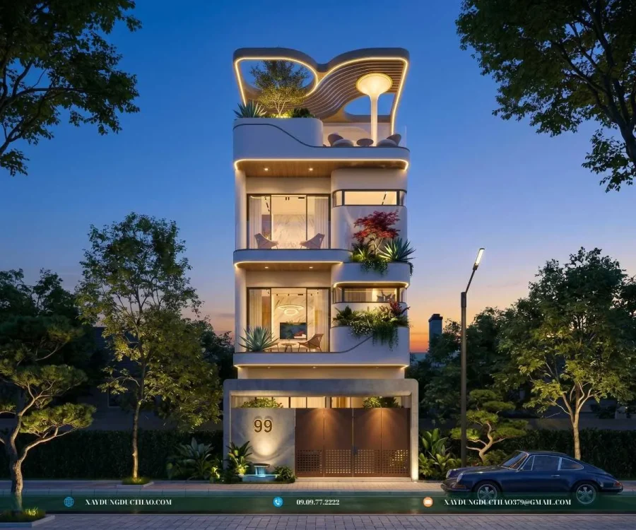 Mẫu nhà phố 4 tầng đẹp hiện đại tiện nghi