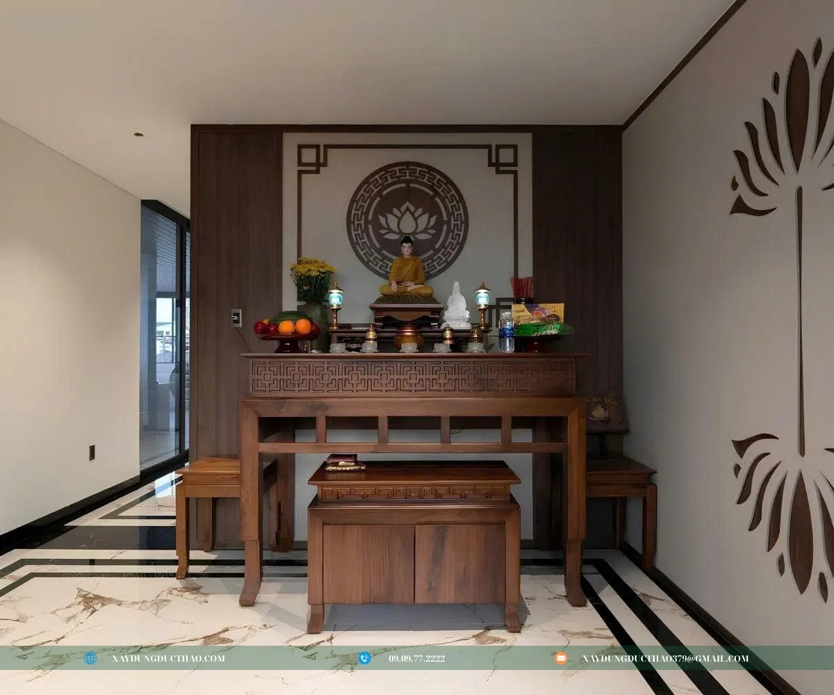 Không gian phòng thờ mẫu nhà phố 3 tầng được nhiều người ưa chuộng hiện nay