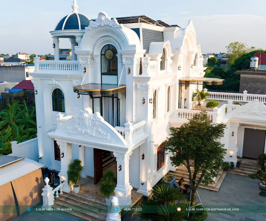 Công trình biệt thự 3 tầng mái mansard xu hướng hiện nay