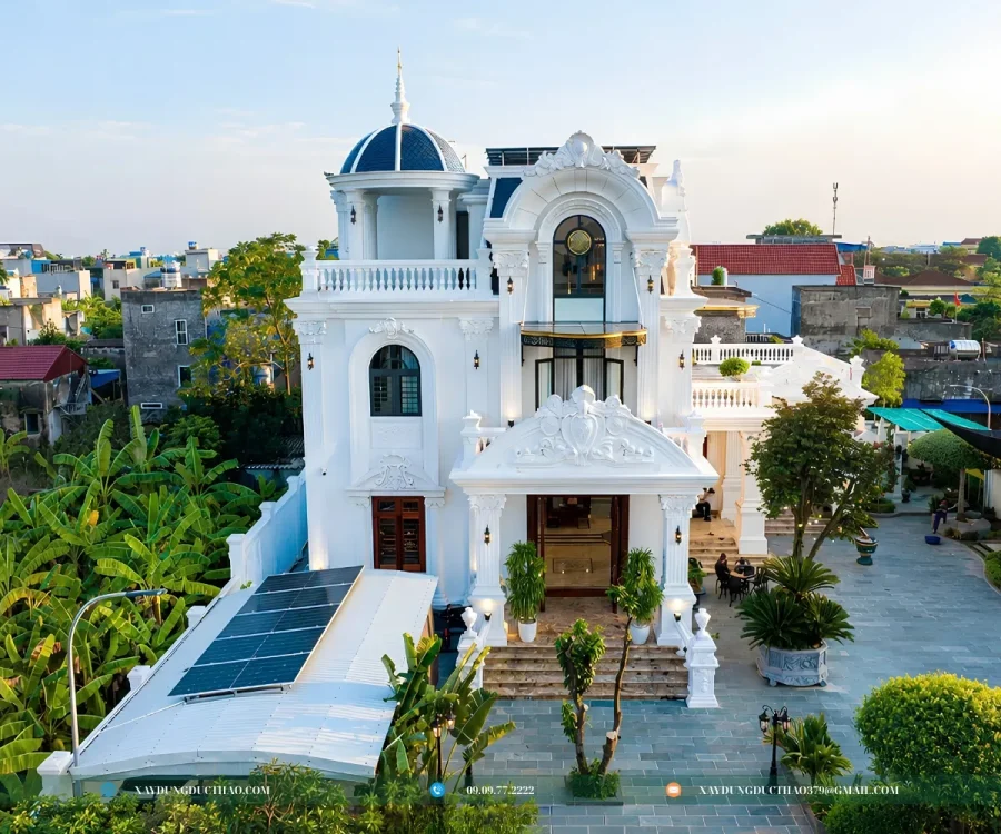 Mẫu biệt thự 3 tầng mái Mansard kiến trúc tân cổ điển