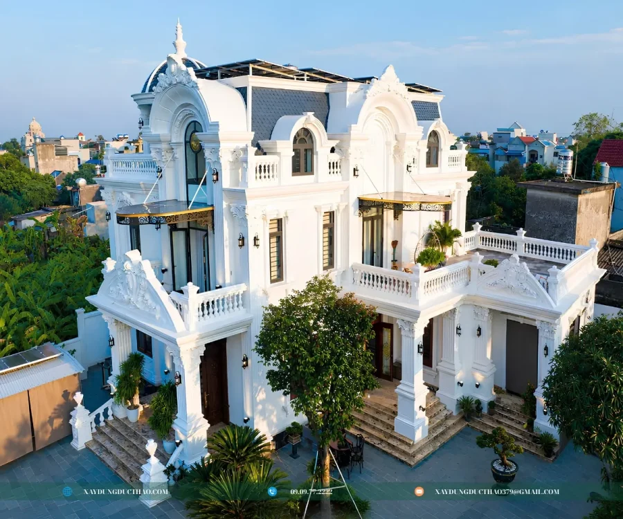 Hình ảnh thực tế công trình biệt thự 3 tầng mái Mansard