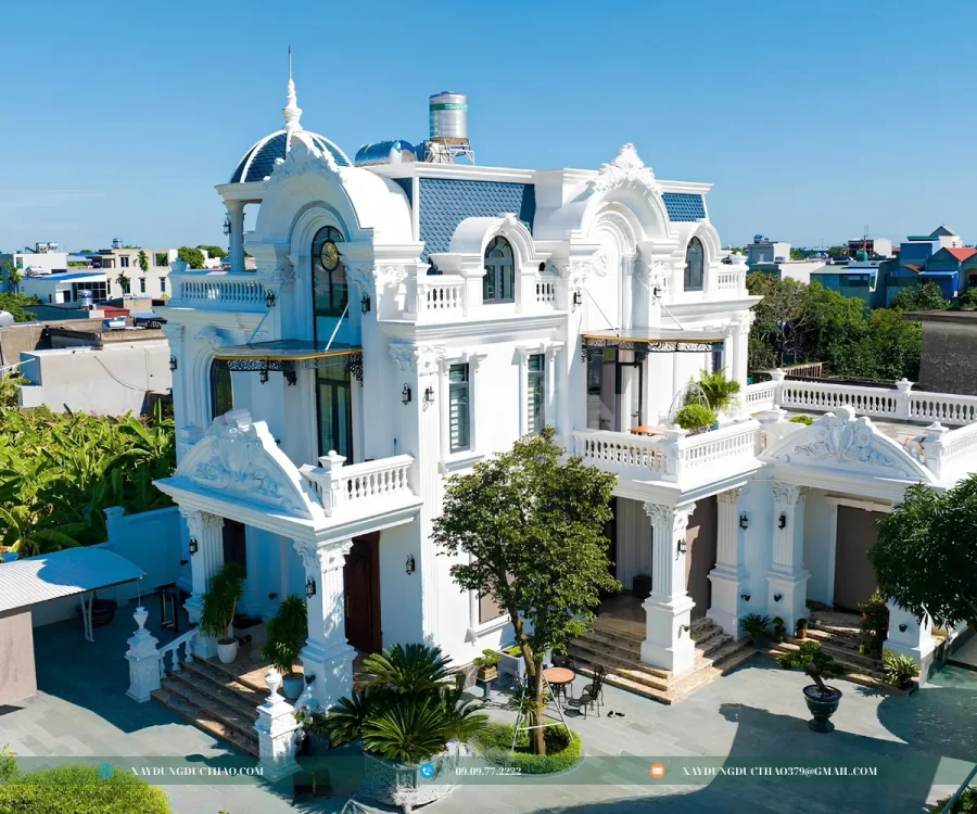 Ngoại thất biệt thự 3 tầng mái Mansard đẹp và tinh tế
