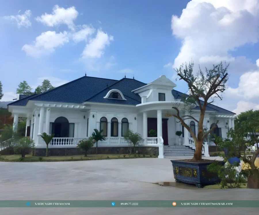 Công trình kiến trúc biệt thự 1 tầng với không gian sống tiện nghi và rộng rãi.